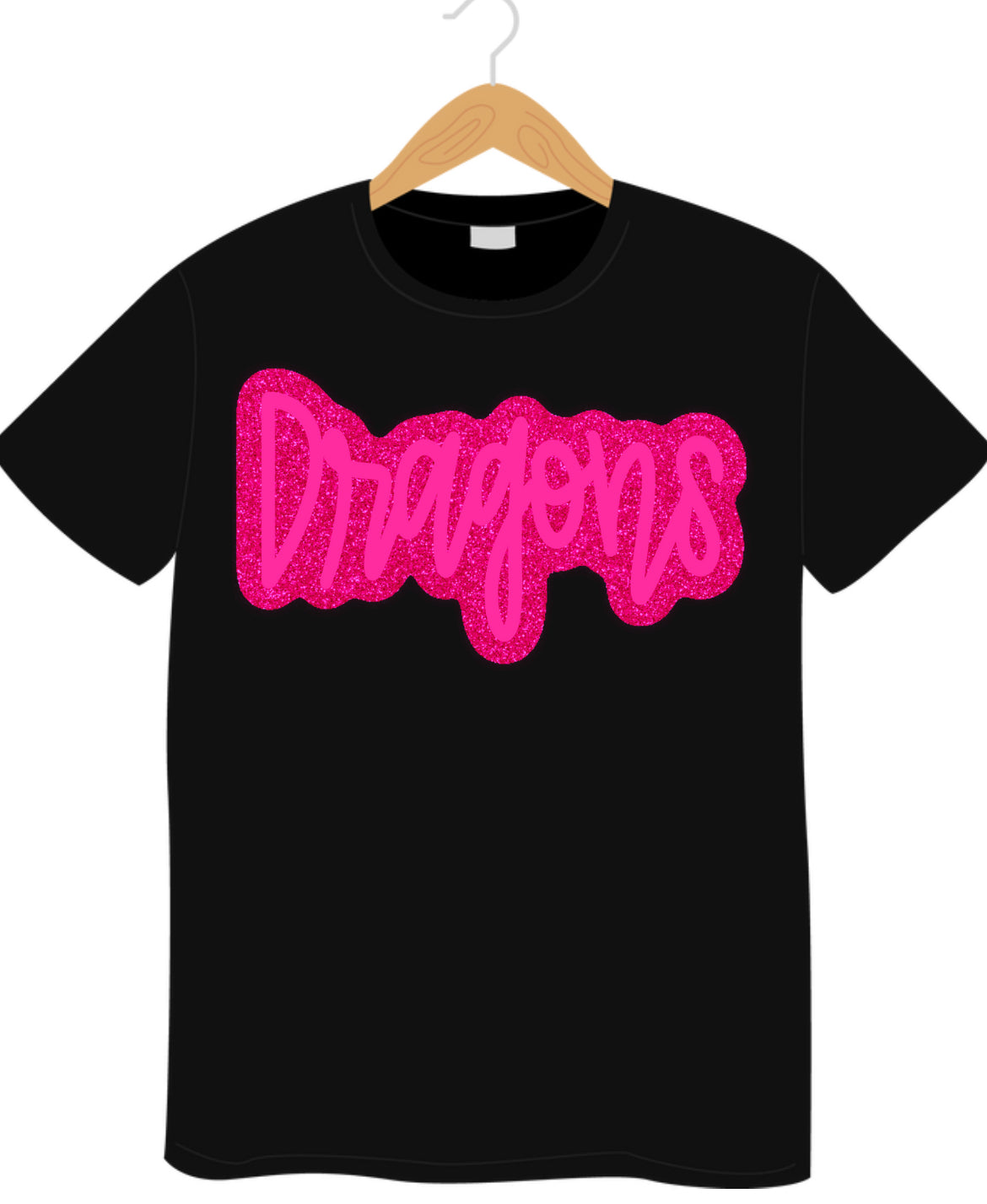 Pink Glitter Dragons Cursive🩷🖤