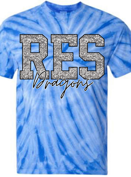 RES Tie Dye Glitter Dragons💙